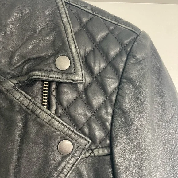 All Saints Cargo Black Leather Motorcycle Jacket - Picture 10 of 16